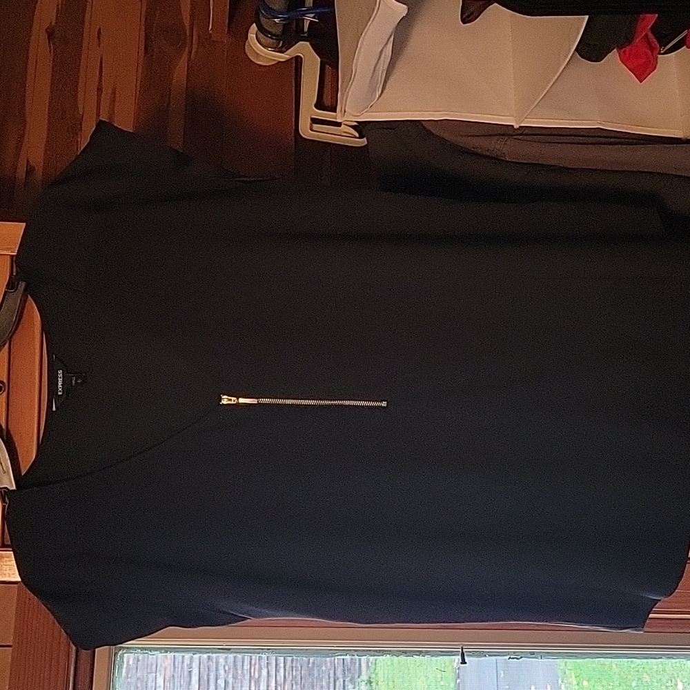 Black Blouse with Gold Zipper